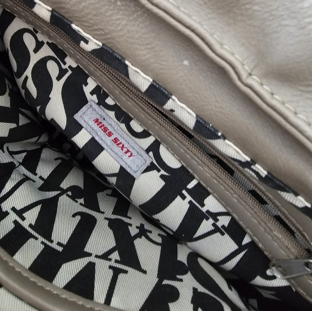 Miss Sixty Gray Leather Shoulder Bag 2000's y2k - Picture 5 of 11
